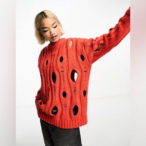 ASOS DESIGN open deconstructed sweater. Size Large.